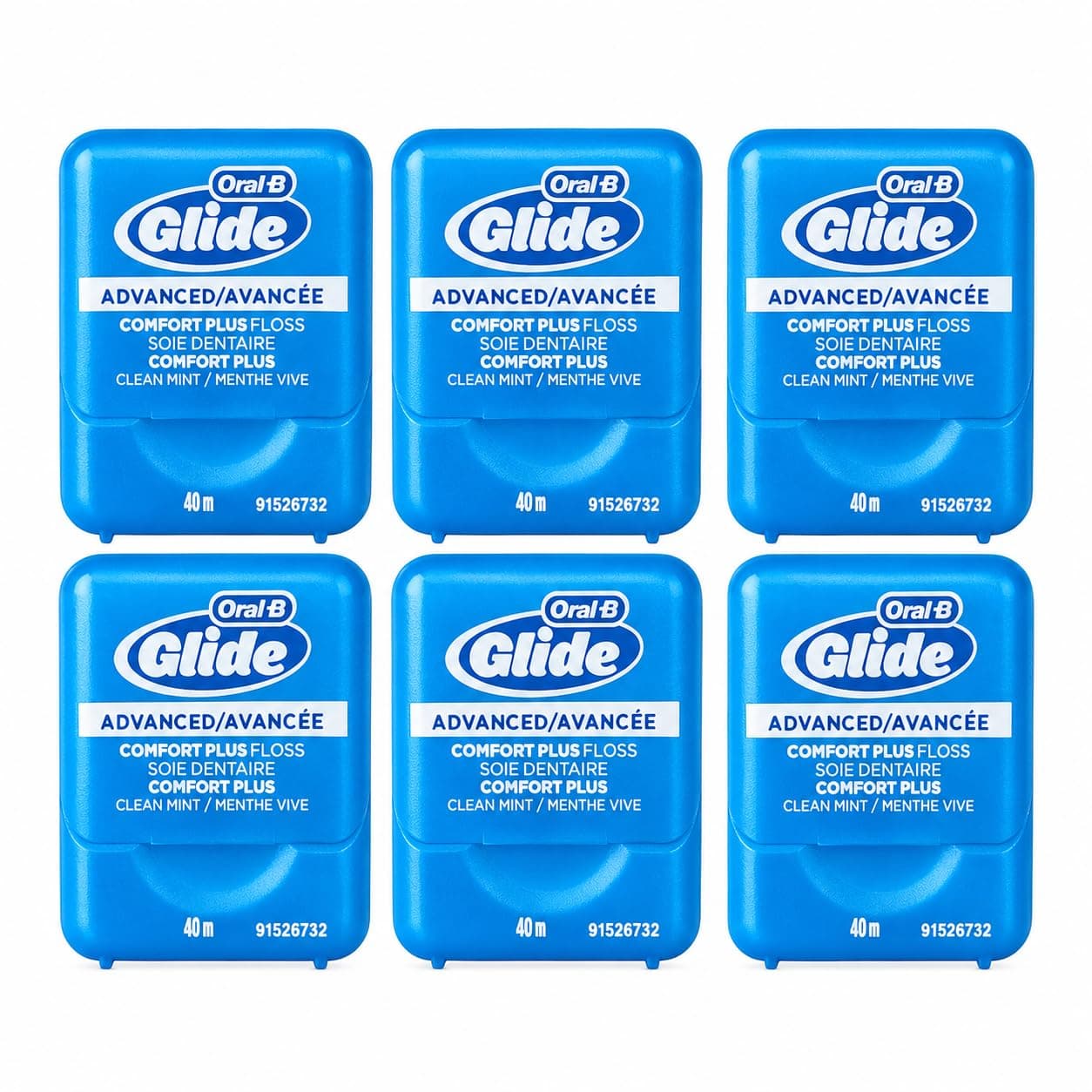 Oral-B Glide Advanced Comfort Plus Floss, 6 Count 40 m Each, Total 240 m or 262.5 Yard
