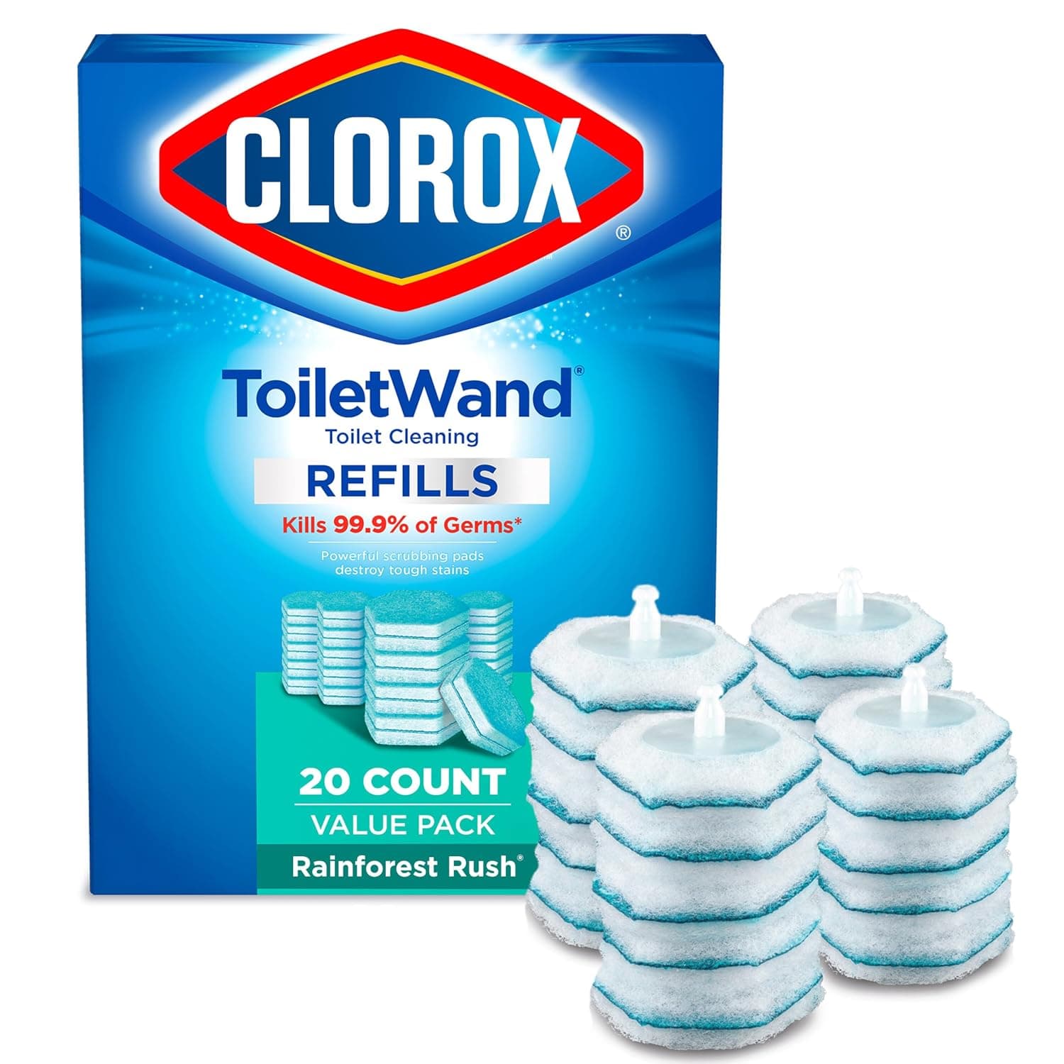 Clorox ToiletWand Toilet Cleaner Refills, Toilet brush, Rainforest Rush, 20 Count