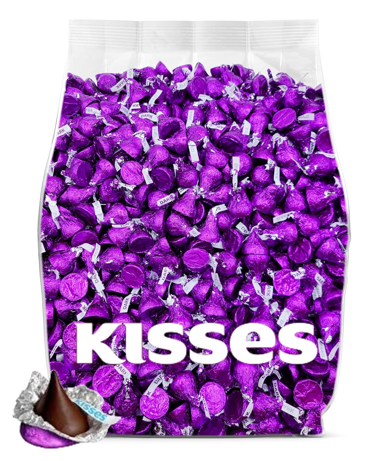 Dark Chocolate Kisses Bulk - 200 Pieces Dark Chocolate Individually Wrapped Kisses Candy Bulk - Purple Kisses Bulk Chocolate for Party Favors, Candy Buffets & Office Treats - 2 Pounds